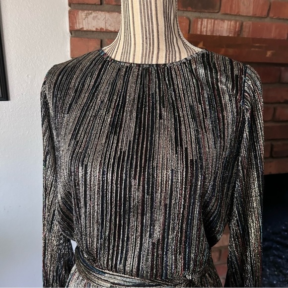 NWT Ramy Brook Jordan Long Sleeve Metallic Rib Mini Dress in Multi Sz XS - Picture 4 of 9